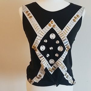 Custom Beaded top w silver & gold
